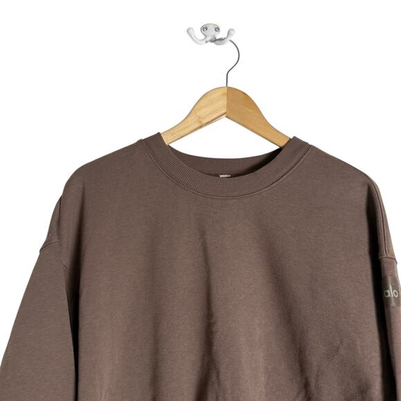 Alo Yoga Devotion Brown Cropped Long Sleeve Crewneck Sweatshirt Small - Picture 2 of 6